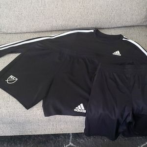 Adidas set long sleeve shirt and 2 shorts